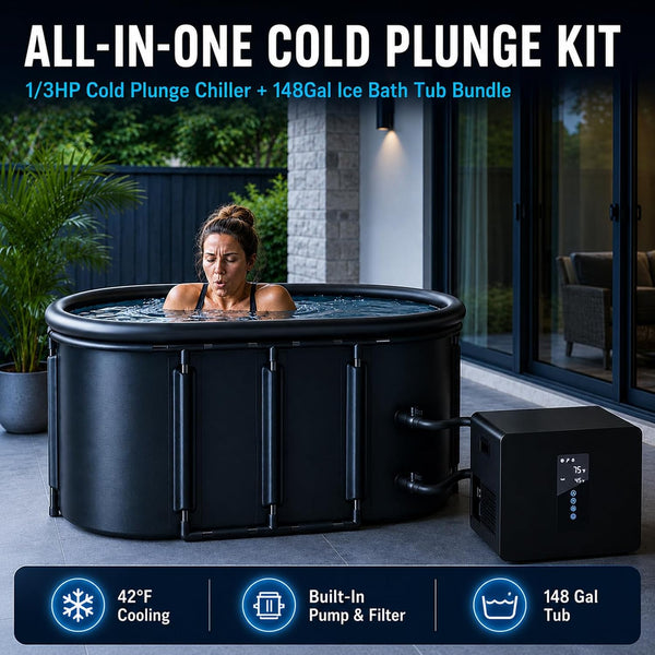 1/3 HP Ice Bath Chiller & 148-Gal Cold Plunge Tub Bundle