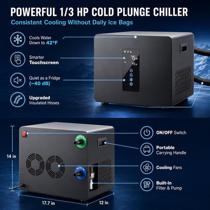 1/3HP Ice Bath Chiller & 148Gal Cold Plunge Tub Bundle — product view 4