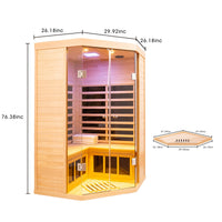 Far Infrared Corner Sauna Built for Home Wellness, 2-Person Capacity, Hemlock Wood, LCD Controls — product view 11