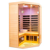 Far Infrared Corner Sauna Built for Home Wellness, 2-Person Capacity, Hemlock Wood, LCD Controls — product view 12