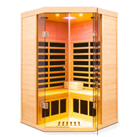 Far Infrared Corner Sauna Built for Home Wellness, 2-Person Capacity, Hemlock Wood, LCD Controls — product view 13