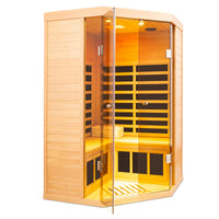 Far Infrared Corner Sauna Built for Home Wellness, 2-Person Capacity, Hemlock Wood, LCD Controls — product view 14