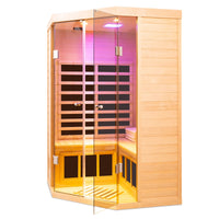 Far Infrared Corner Sauna Built for Home Wellness, 2-Person Capacity, Hemlock Wood, LCD Controls — product view 15