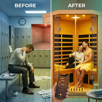 Far Infrared Corner Sauna Built for Home Wellness, 2-Person Capacity, Hemlock Wood, LCD Controls — product view 4