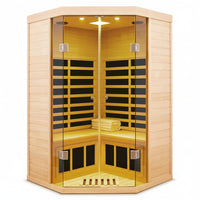 Far Infrared Corner Sauna Built for Home Wellness, 2-Person Capacity, Hemlock Wood, LCD Controls — product view 7