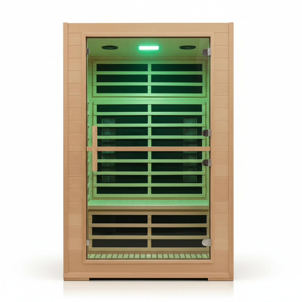 2 Person Far Infrared Sauna with Smart APP Control, 2000W Low EMF Wooden Infrared Sauna Room for Home, 8 Carbon Mica Heating Panels Wellness Sauna, Canadian Hemlock Indoor Spa for Home Relaxation