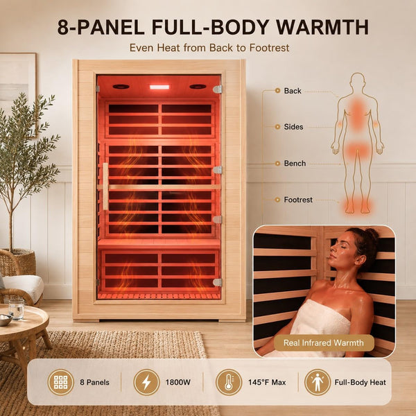 2-Person Far Infrared Sauna – Canadian Hemlock, 2000W