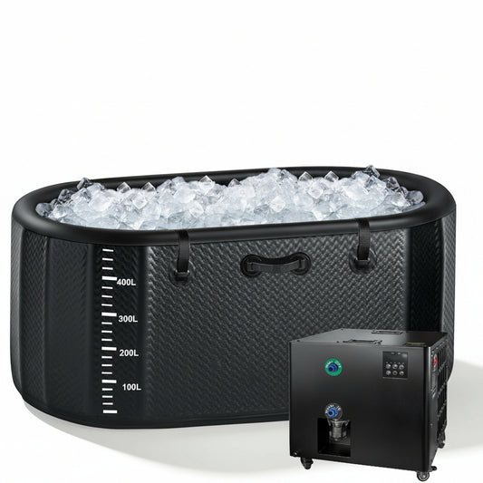 Cold Plunge Tub, 248 Gallon, 1 Horsepower, Heavy-Duty Ice Bath Tub for Athletes with Hot & Cold, Portable Inflatable Plunge Chiller with Water Treatment Kit, Immersion Therapy, Wifi (Black, 1 Set)