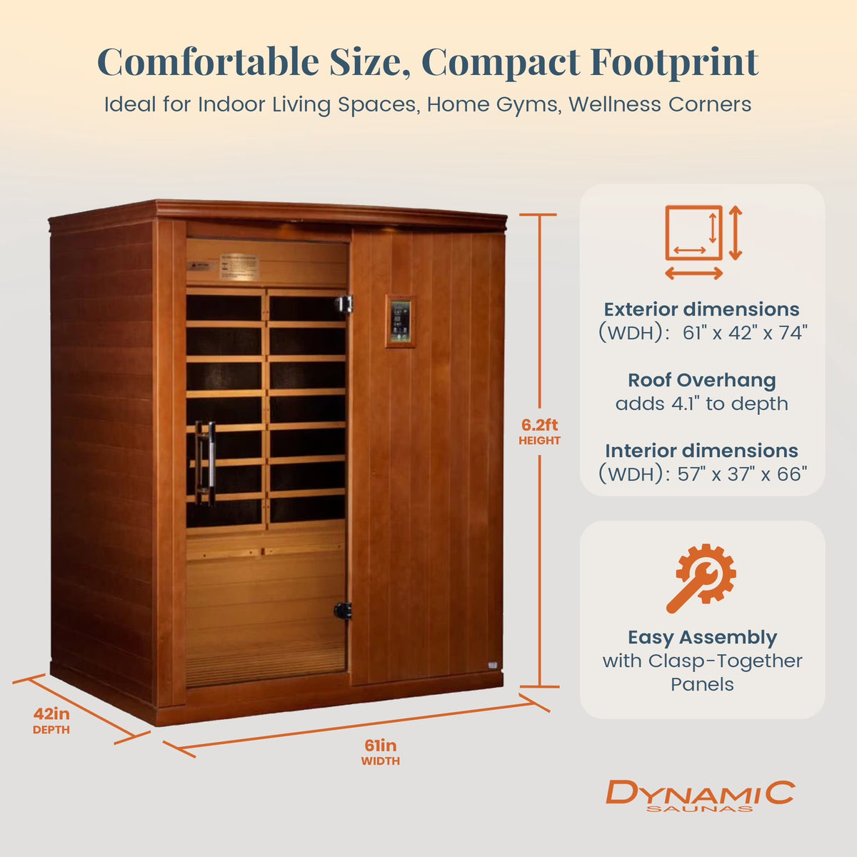 Madrid Elite 3 Person Low EMF Infrared Lighting Home Sauna — product view 5
