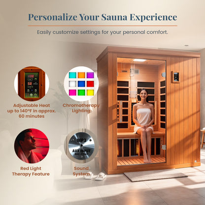 Madrid Elite 3 Person Low EMF Infrared Lighting Home Sauna — product view 7