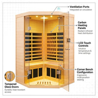 Far Infrared Corner Sauna Built for Home Wellness, 2-Person Capacity, Hemlock Wood, LCD Controls — How It Works