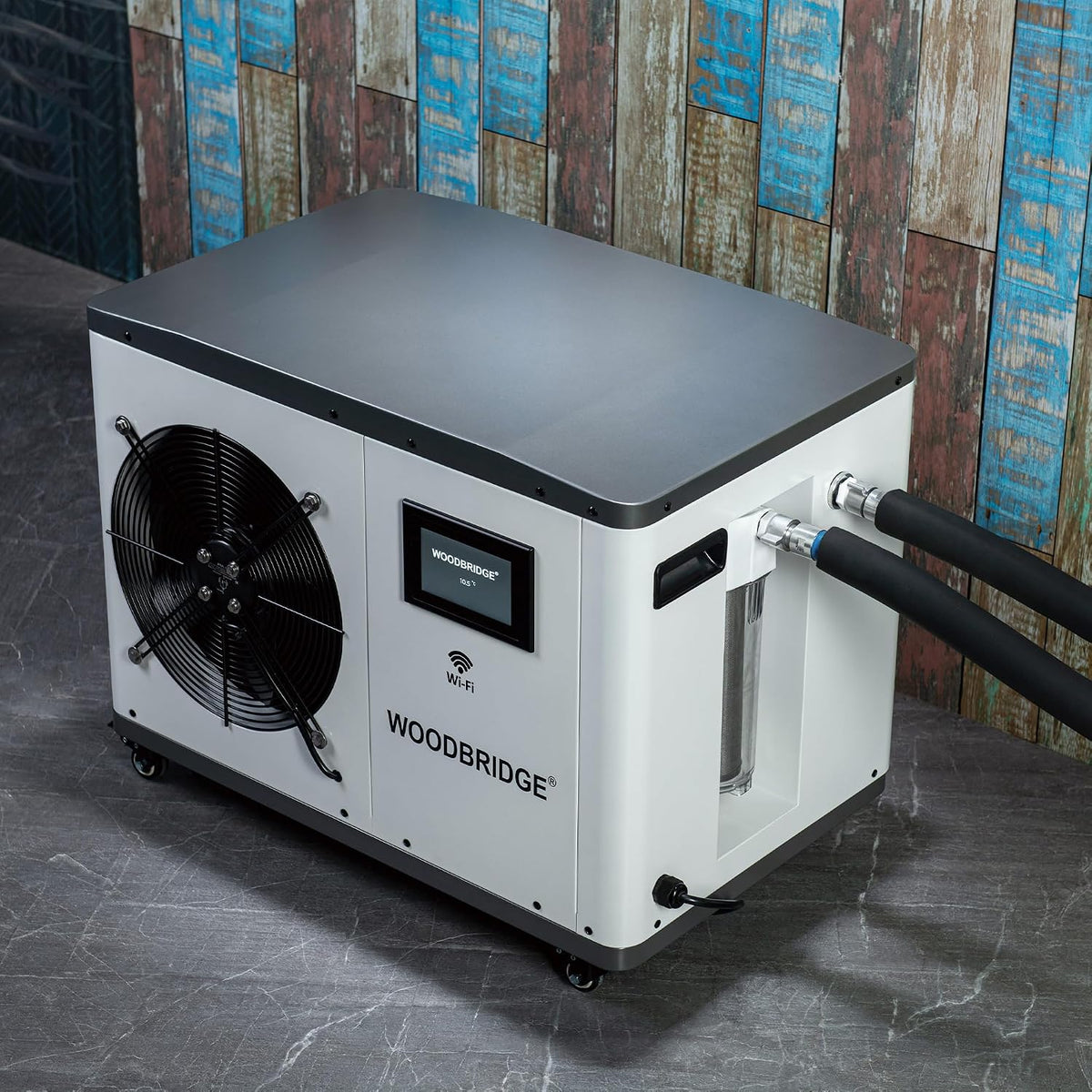 WOODBRIDGE 54" Indoor Cold Plunge Tub W/ 1.3 HP White Chiller – Rapid Cooling & Heating, Ozone Sanitation, Filter Circulation System, Wifi-Enabled & Remote Control via APP, Insulated Tub Cover — product view 3